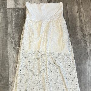 Lucy Love Cream Floral Embroidered Maxi Skirt